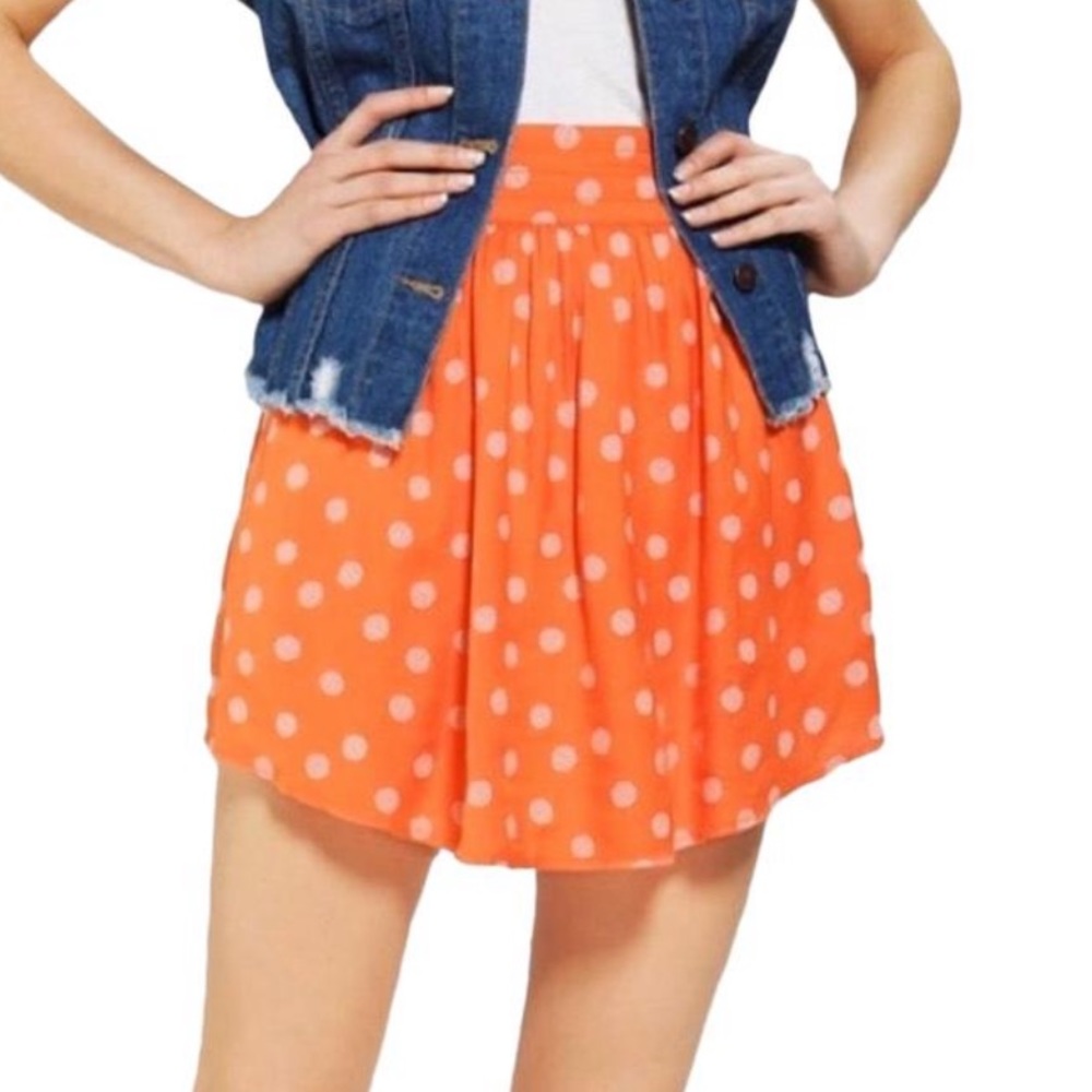 COOPERATIVE Orange Polkadot Skater Skirt M